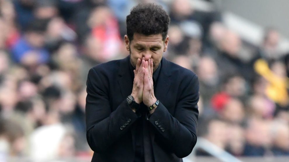 Simeone, durante un partido. (AFP)