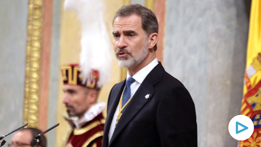 El Rey, durante su discurso de apertura de la XIV Legislatura
