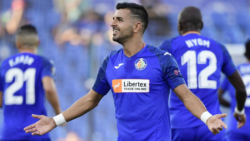 Ángel celebra un gol con el Getafe. (AFP)