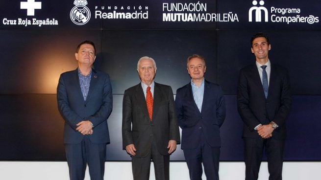 Jaime Gregori (Cruz Roja), Enrique Sánchez (Fund Real Madrid), Lorenzo Cooklin (Fund Mutua) y Alvaro Arbeloa