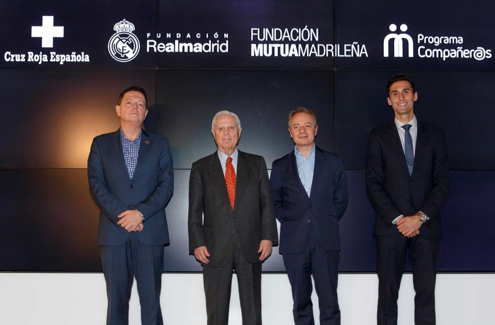 Jaime Gregori (Cruz Roja), Enrique Sánchez (Fund Real Madrid), Lorenzo Cooklin (Fund Mutua) y Alvaro Arbeloa