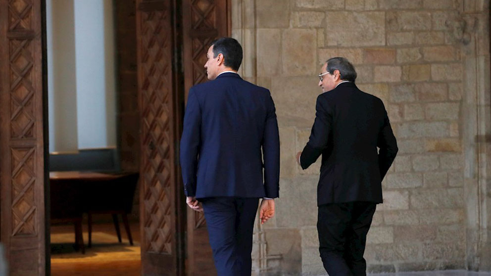 Pedro Sánchez y Quim Torra en el Palau de la Generalitat