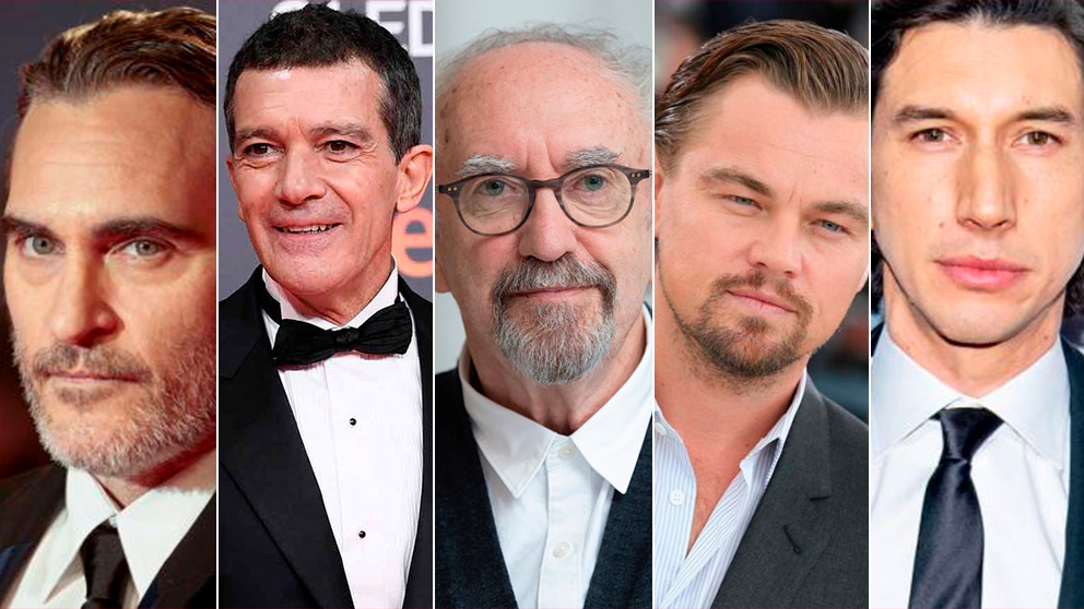 Actores nominados a los Premios Oscar 2020: Joaquin Phoenix, Antonio Banderas, Jonathan Pryce, Leonardo DiCaprio y Adam Driver.