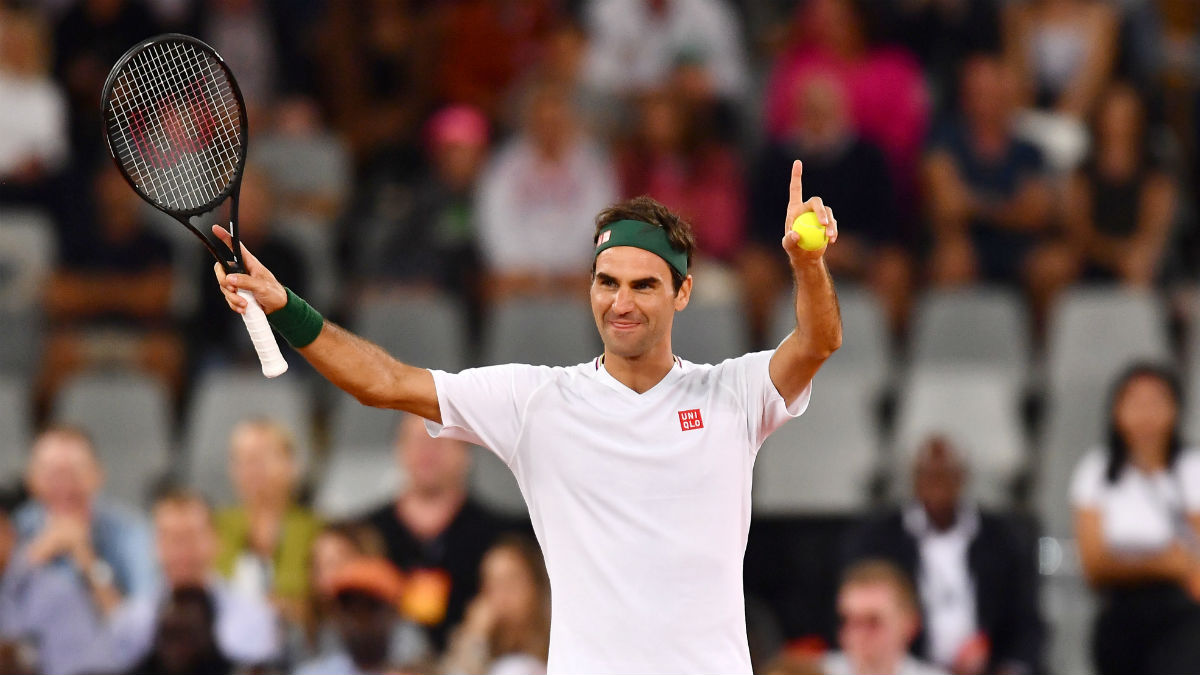 Federer se durante el duelo contra Nadal en el ‘Match in Africa’. (Getty).
