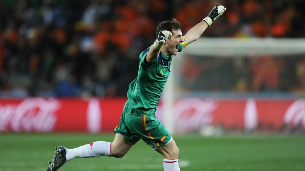 Iker Casillas celebra el triunfo de España en la final del Mundial 2010 (Getty).