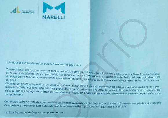 La fábrica de Magneti Marelli en Barcelona manda a 400 empleados a casa por el coronavirus