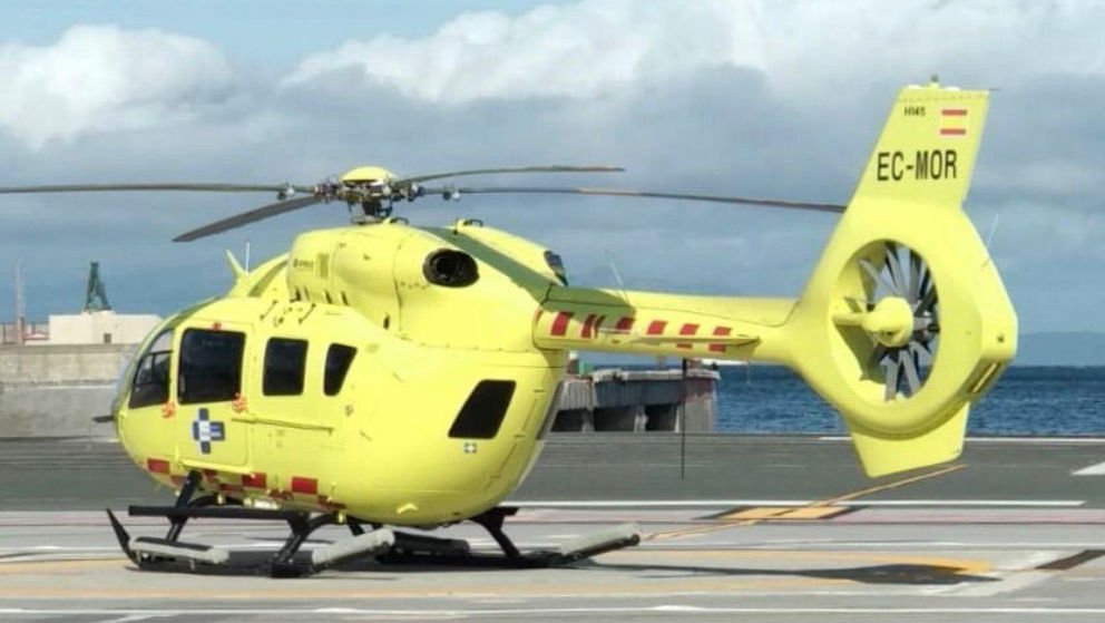 Un helicóptero modelo EC135 T3, como el utilizado para el transporte sanitario.