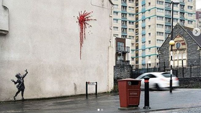 Fotografía del mural de Bansky realizado en Bristol publicada por el artista en su perfil de instagram.