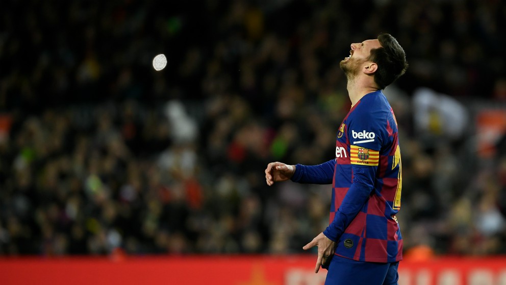 Messi, durante un partido del Barcelona. (AFP)