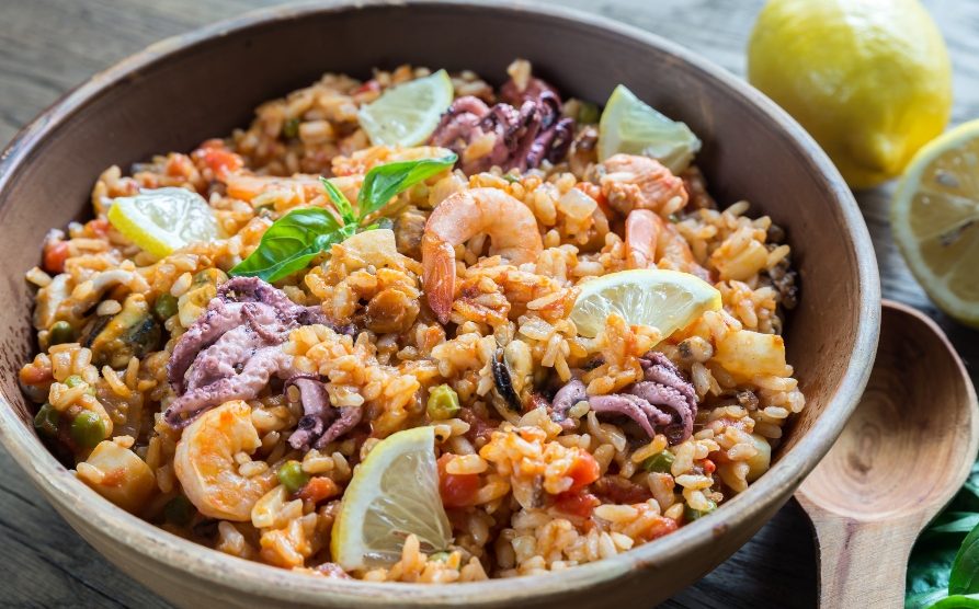 Receta de arroz con pulpitos y gambas