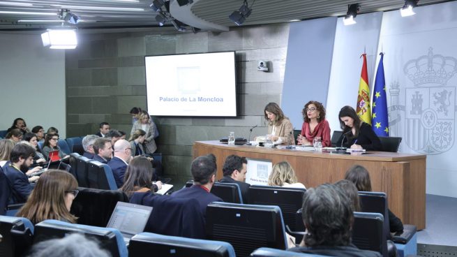 Las ministras Montero y Díaz en la comparecencia tras el Consejo de Ministros de este martes.