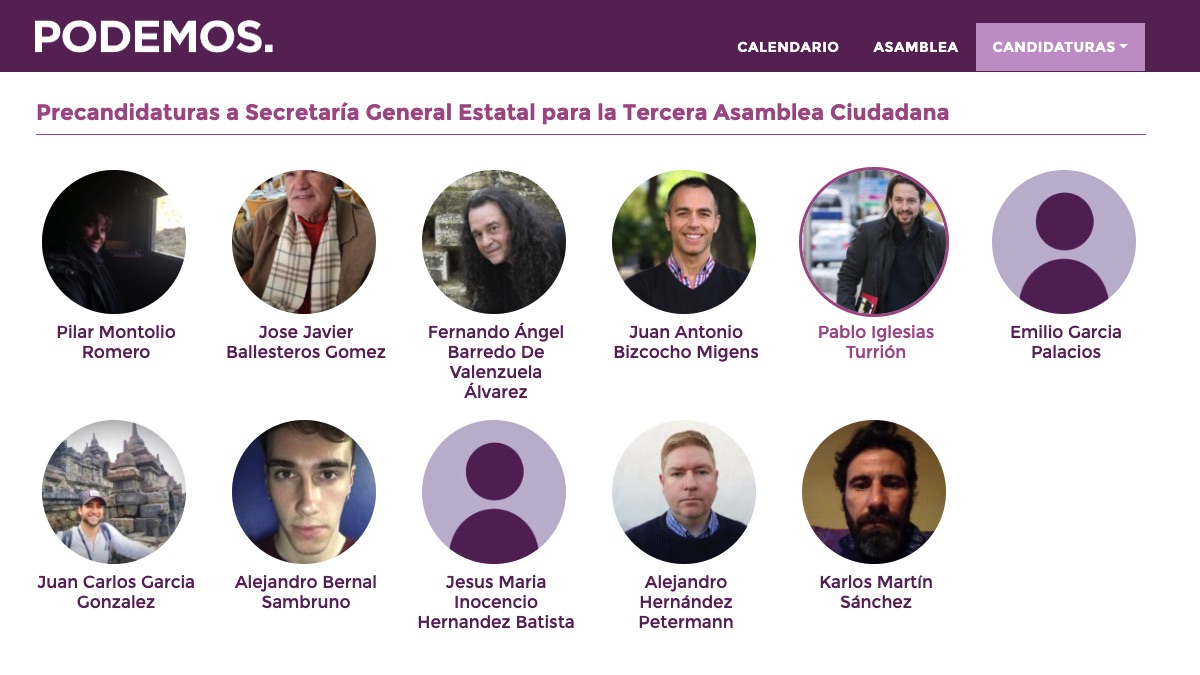 Candidatos a las primarias de Podemos.