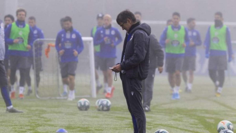 Fernando Vázquez durante un entrenamiento. (Deportivo de la Coruña)