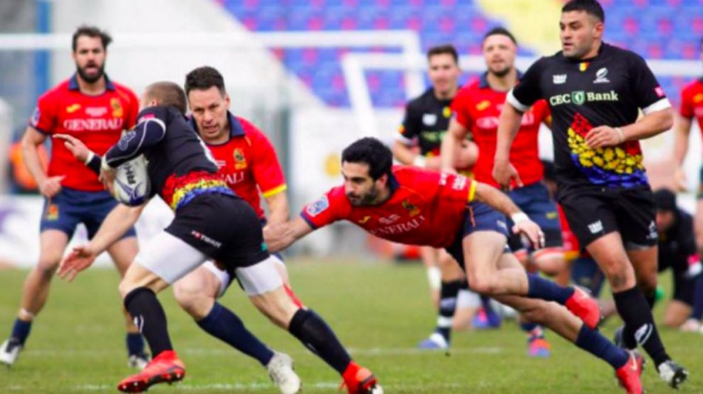 Una imagen del Rumania-España de rugby. (rugby europe)