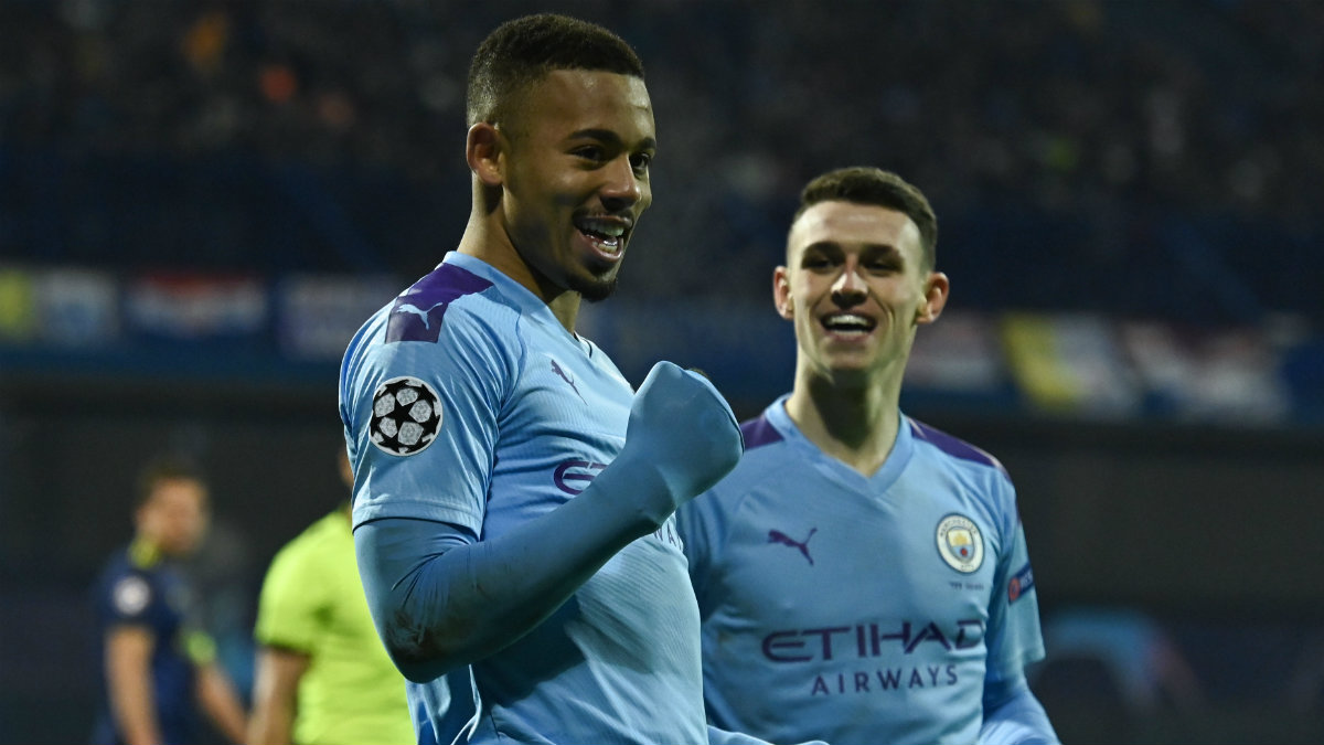 Gabriel Jesús celebra un gol con el Manchester City. (AFP)