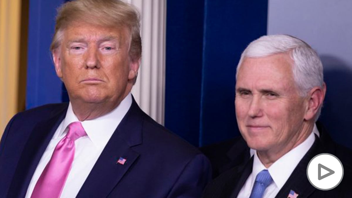 Donald Trump  y Mike Pence durante la rueda de prensa sobre el coronavirus en EEUU. Foto: AFP