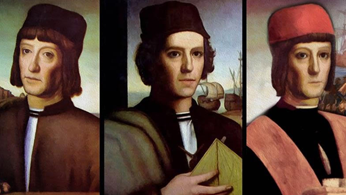 Retratos de Martín Alonso Pinzón, Vicente Yáñez Pinzón y Francisco Martín Pinzón.