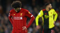 Salah se lamenta en el Watford-Liverpool. (Getty)