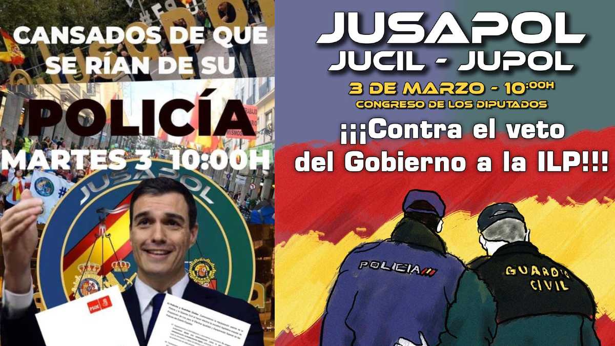 Concentración convocada por Jusapol contra el Gobierno