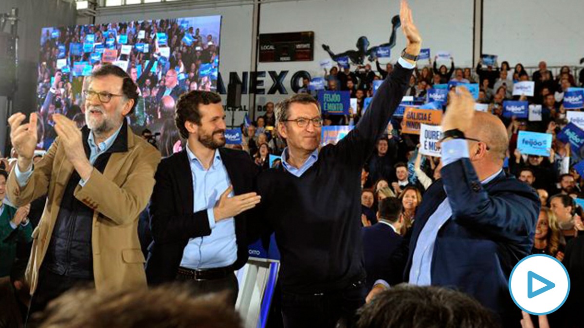 Núñez Feijóo, con Rajoy y Casado.
