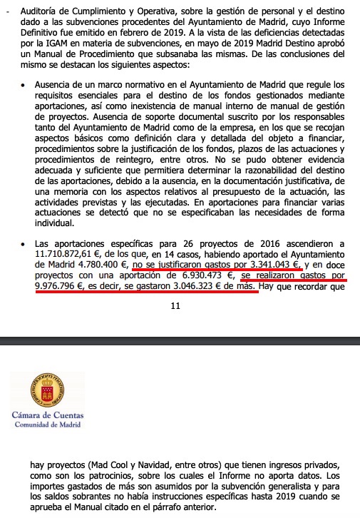 Extracto del informe de la Cámara de Cuentas. (Clic para ampliar)