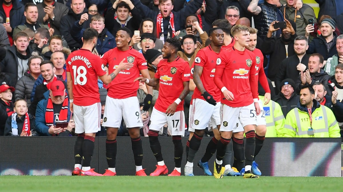 Los jugadores del Manchester United celebran el gol de Martial. (Getty)