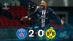 Neymar celebra su gol ante el Borussia.