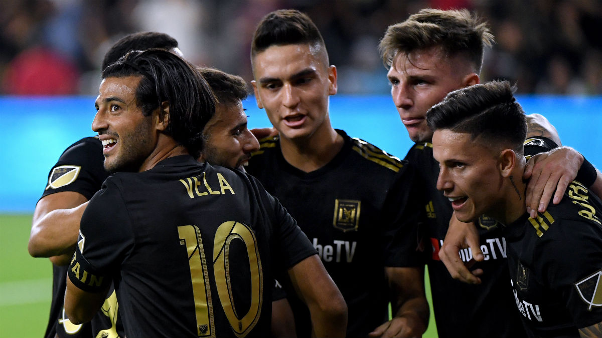 Los jugadores de Los Ángeles Football Club celebra un gol. (AFP)