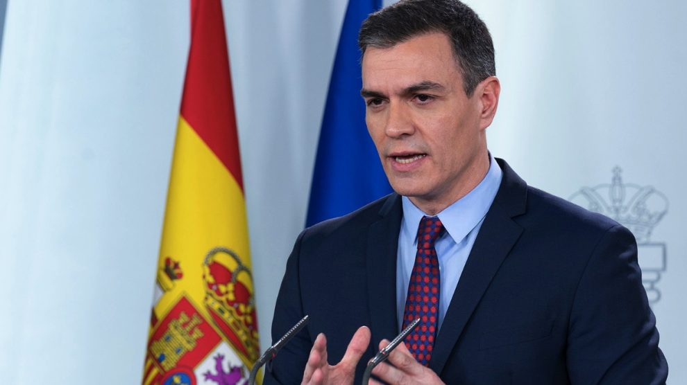 Pedro Sánchez, en una declaración institucional en Moncloa. (Foto: Moncloa)
