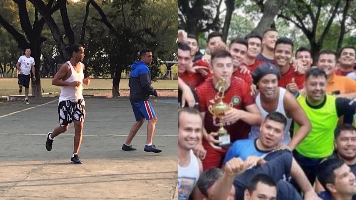 Ronaldinho, en el torneo carcelario que disputó en Paraguay.