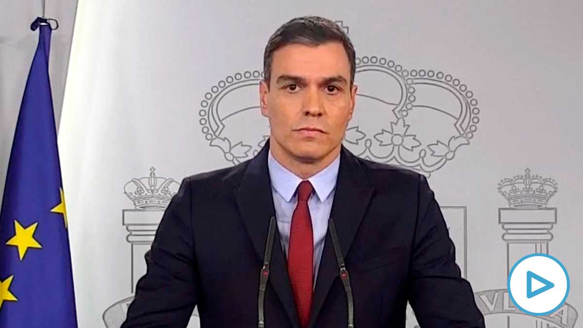 Captura de vídeo del presidente del Gobierno, Pedro Sánchez, en la comparecencia posterior al Consejo de Ministros extraordinario