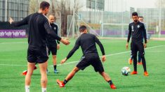 Los jugadores del Valladolid, en un entrenamiento. (Real Valladolid)