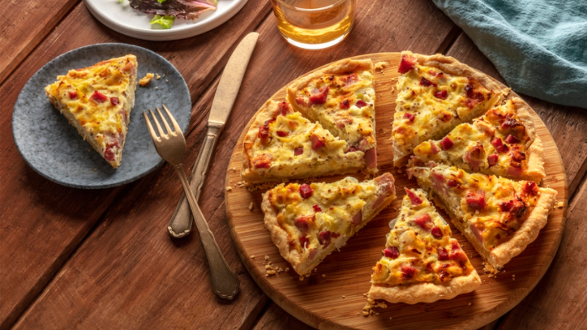Pastel de puerros con jamón ibérico