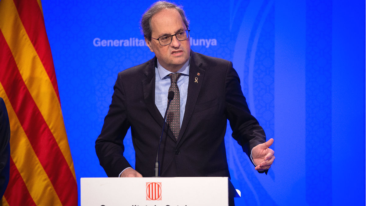 El presidente de la Generalitat, Quim Torra, en una rueda de prensa. (Foto: Europa Press)