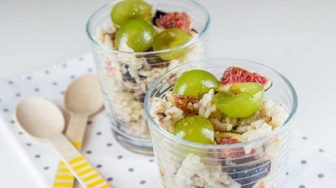 Arroz dulce con higos y piñones