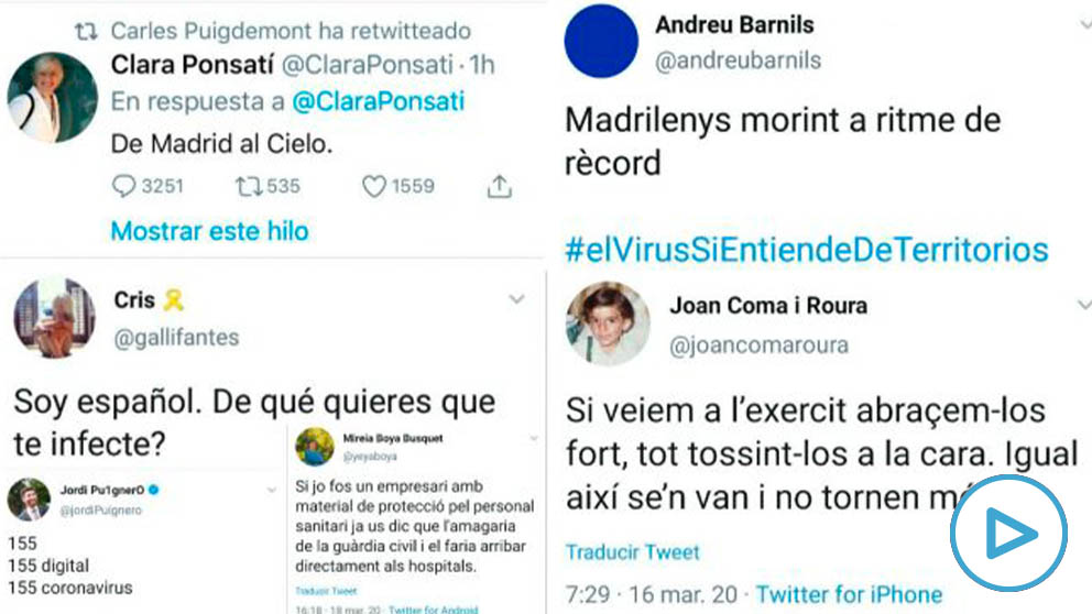 Los tuits más repugnantes del independentismo catalán por la crisis del coronavirus.