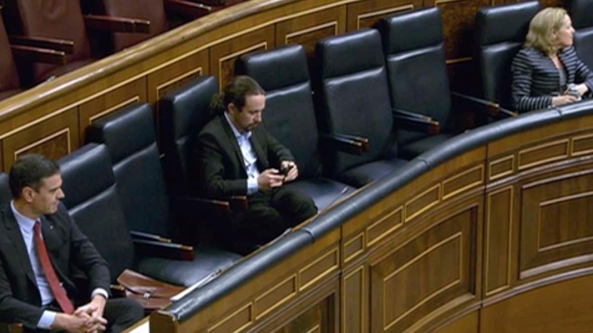 El vicepresidente del Gobierno, Pablo Iglesias, en el Congreso.
