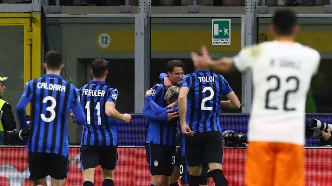 El Atalanta celebra un gol ante el Valencia.