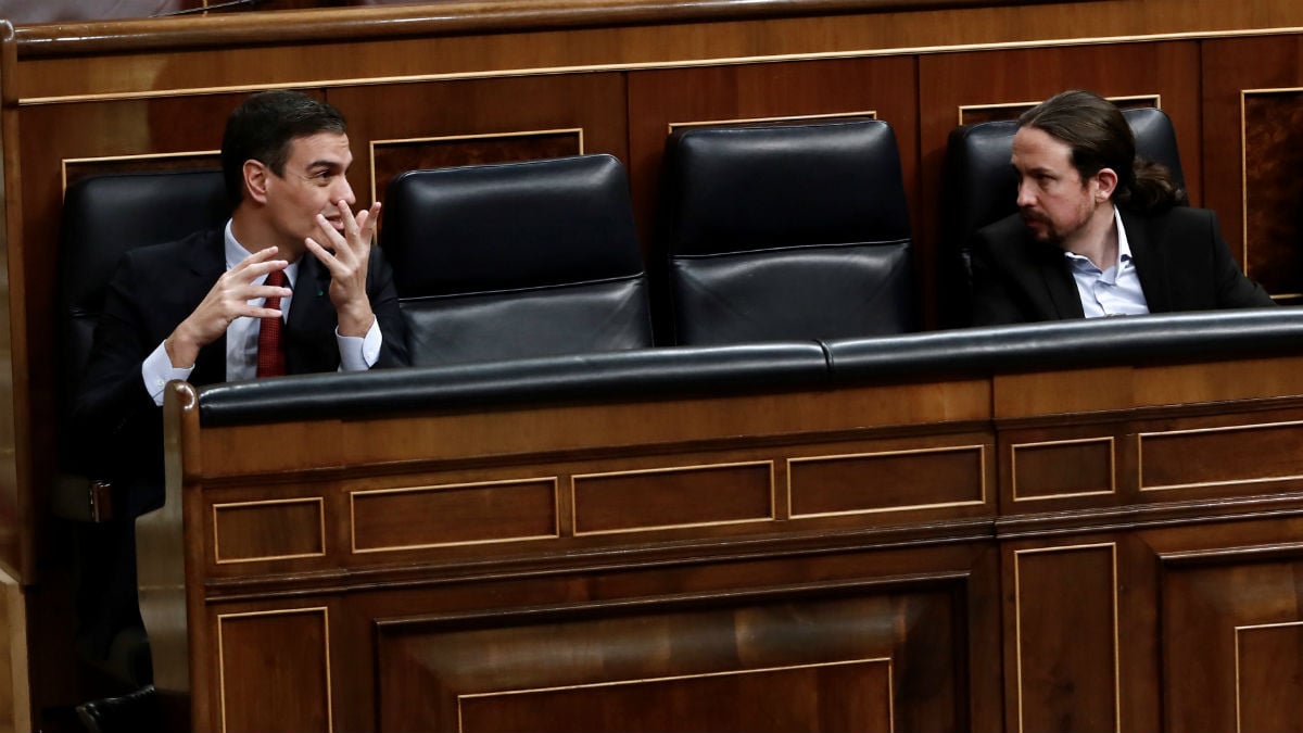 Pedro Sánchez y Pablo Iglesias, en el Congreso.