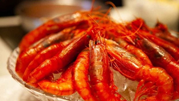 Carabineros rellenos de queso y beicon