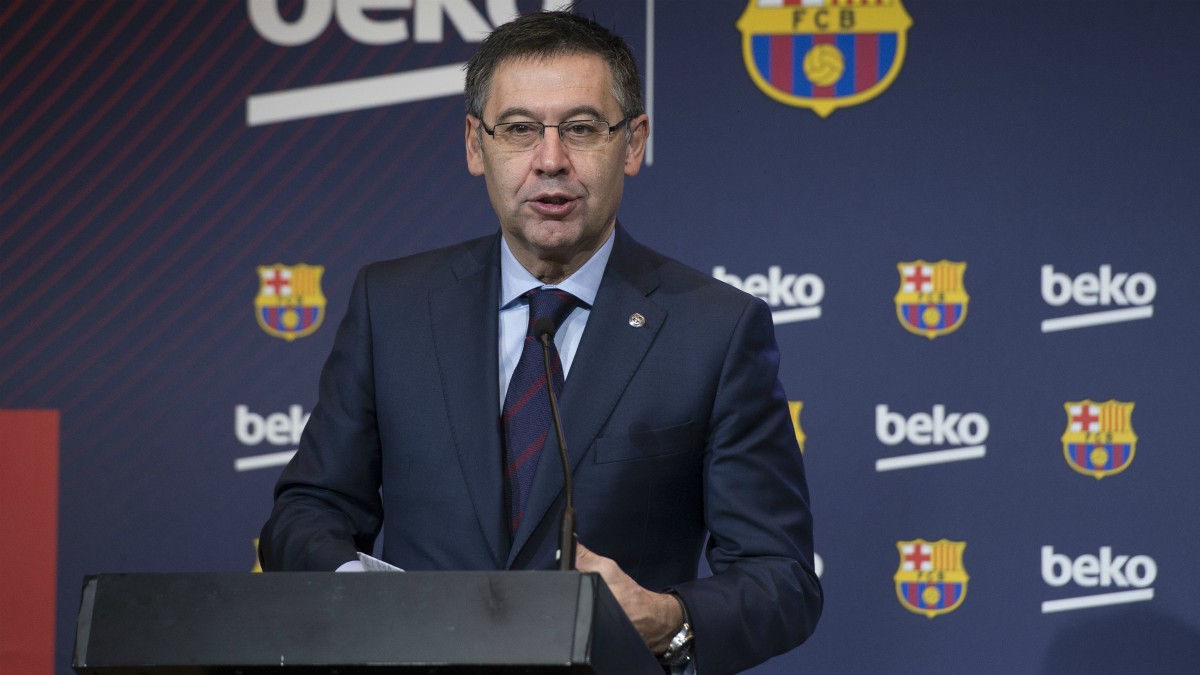 Josep María Bartomeu durante una comparecencia. (Getty)