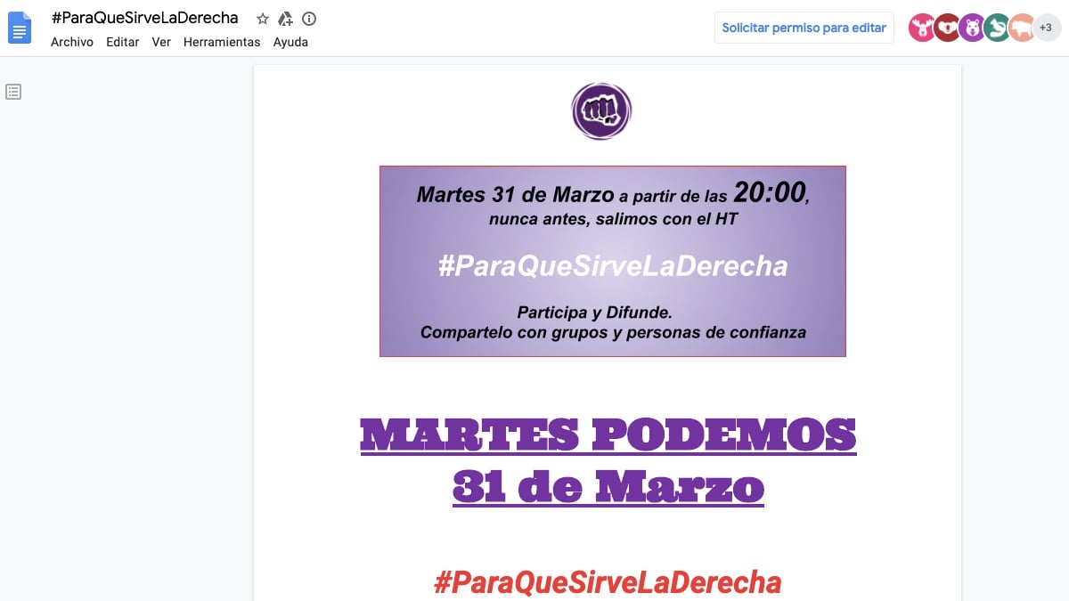 Documento de trabajo de la campaña de Podemos contra la oposición.