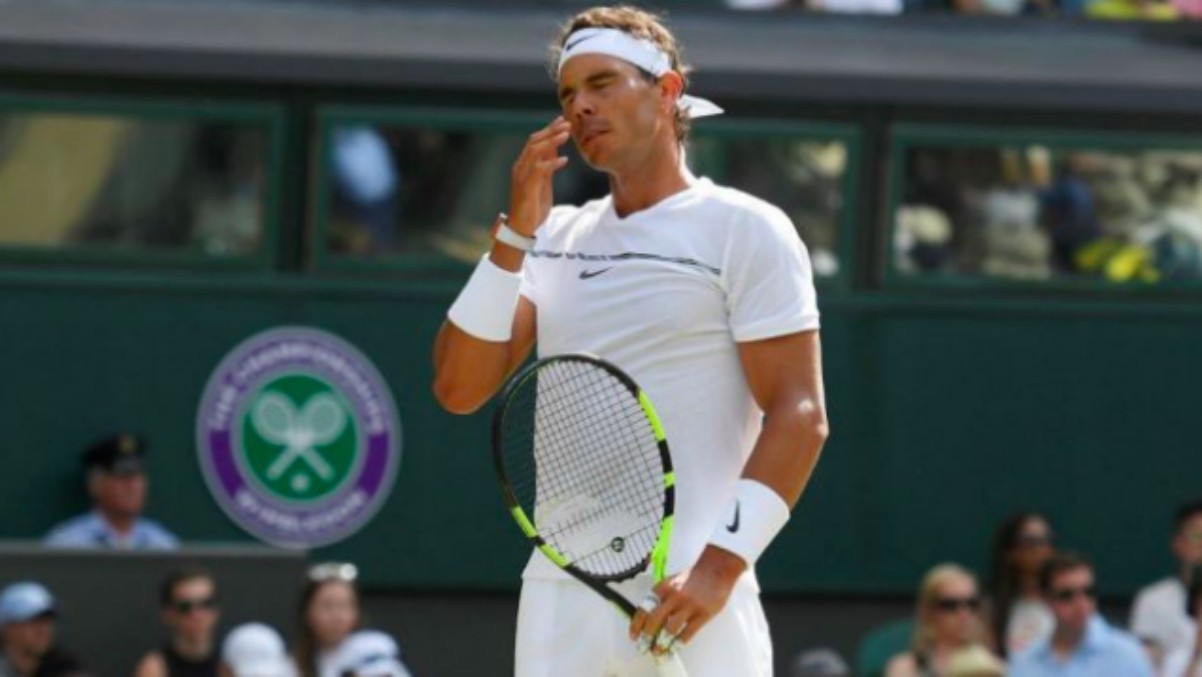 Nadal, durante un partido de Wimbledon. (Getty)