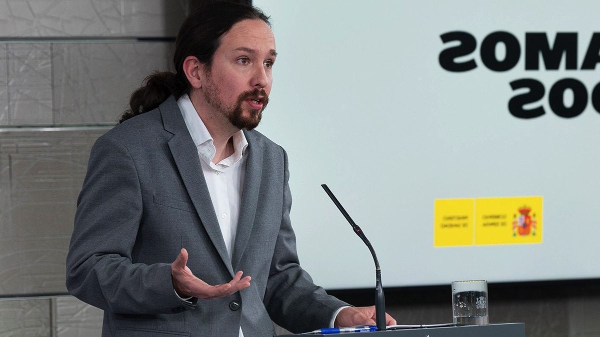 Pablo Iglesias en una rueda de prensa telemática en La Moncloa. (Foto: Moncloa)