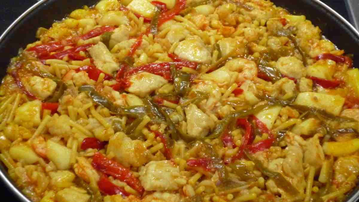 Receta de fideuá de corvina