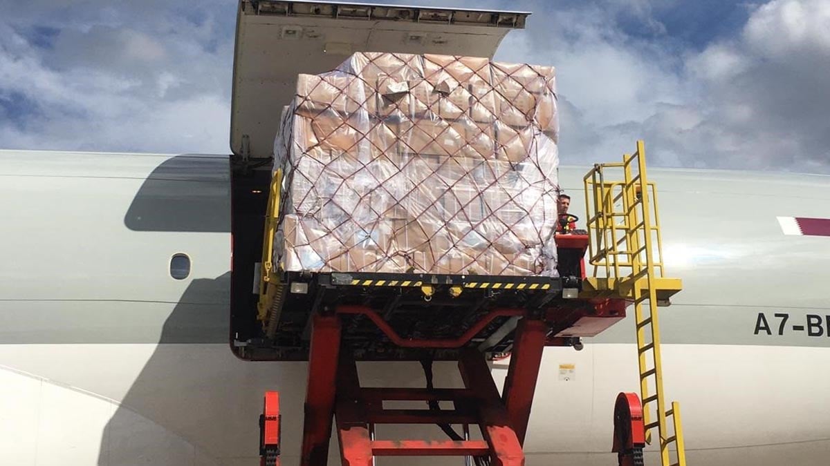 Uno de los aviones procedentes de China llegado a España con material sanitario. Foto: EP
