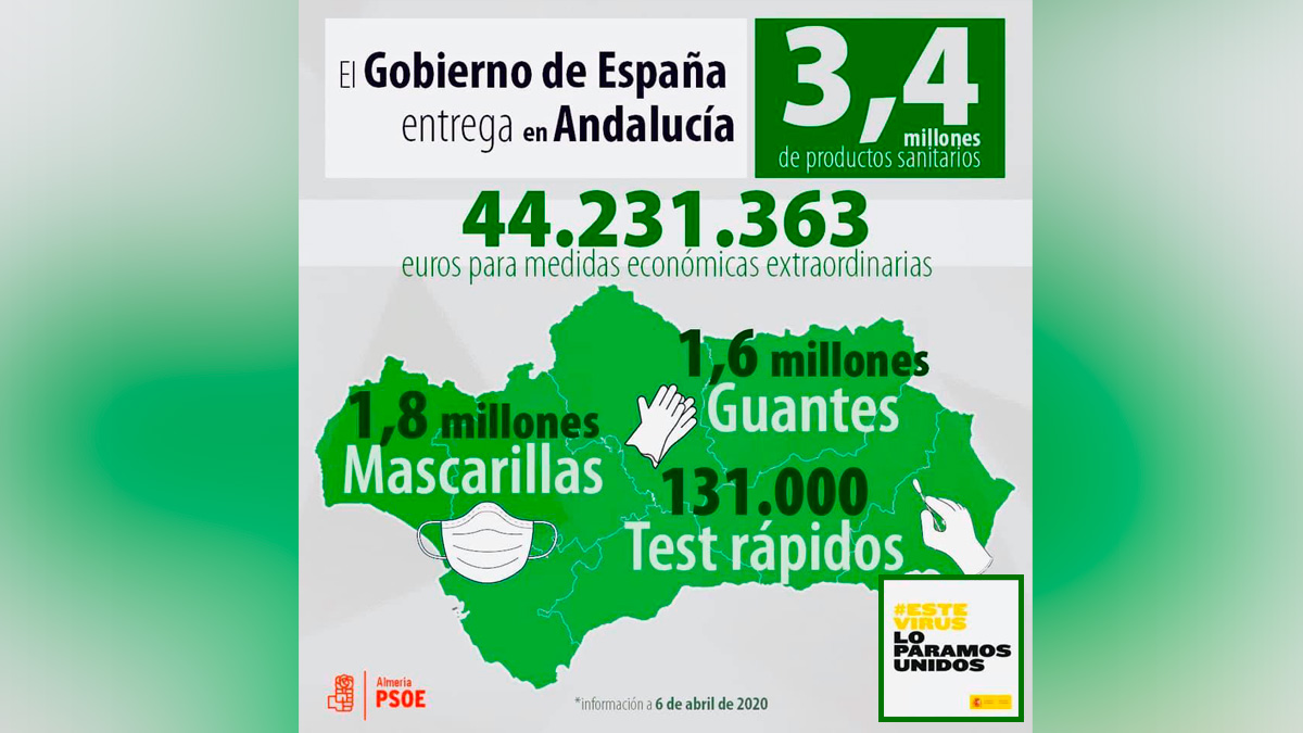 Imagen utilizada por el PSOE para apropiarse del material sanitario.