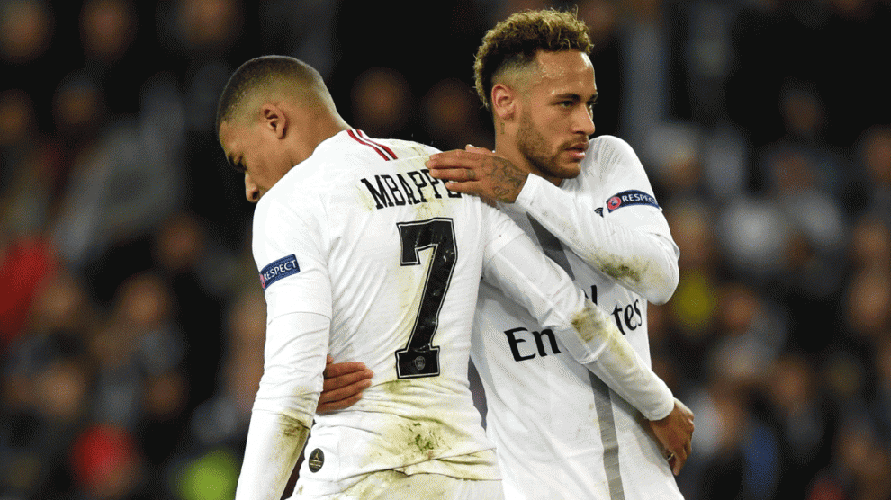 Mbappé y Neymar, durante un encuentro esta temporada (Getty)