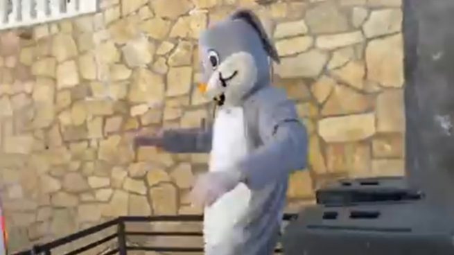 Un alcalde de Almería se disfraza de conejo de Pascua para animar a los confinados
