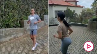 Cristiano Ronaldo y Georgina Rodríguez, haciendo deporte.